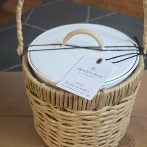 Hearth & Hand Natural Woven Basket with White Lid